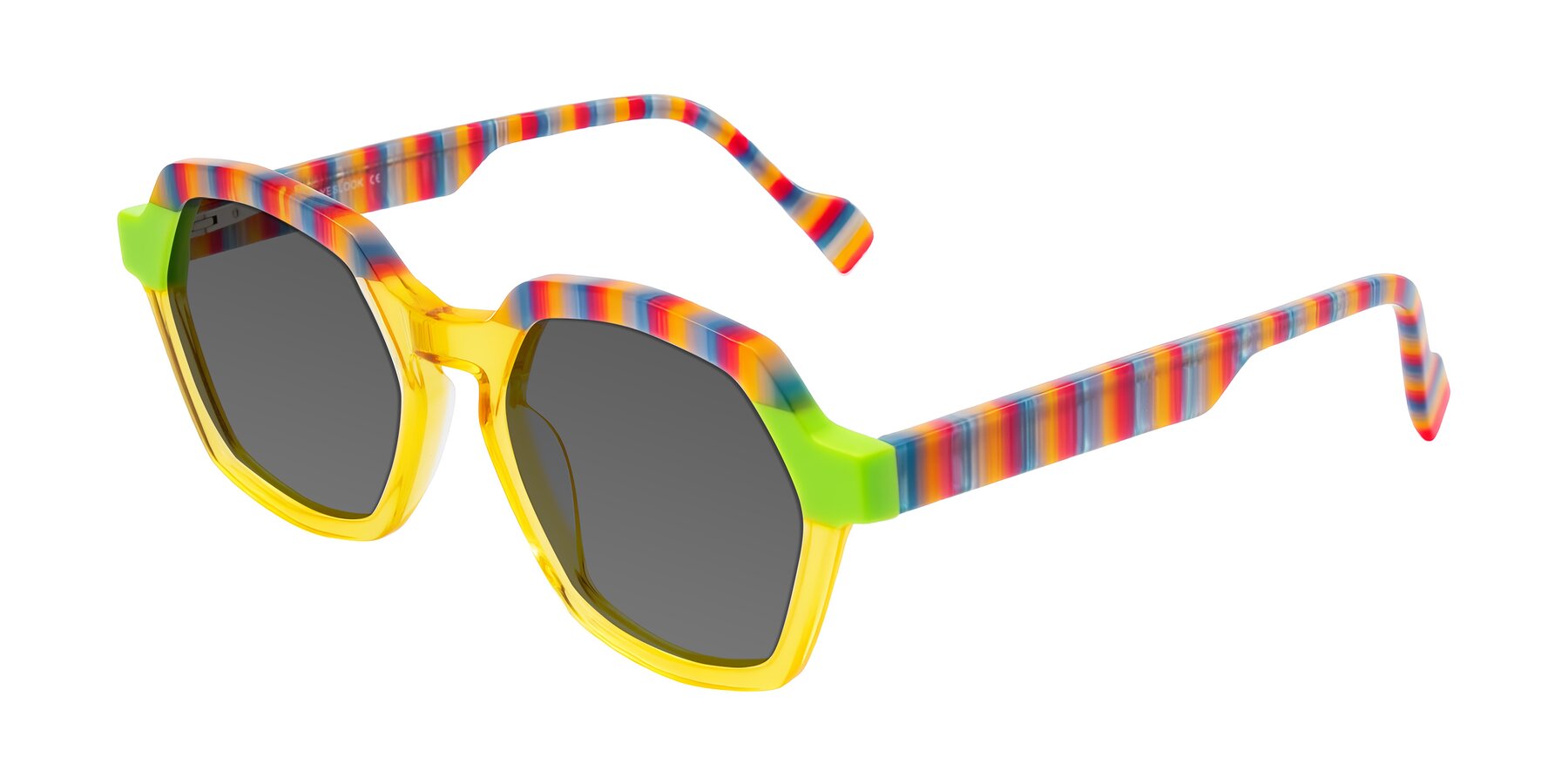 Angle of Ralyn in Citrine Pop with Medium Gray Tinted Lenses