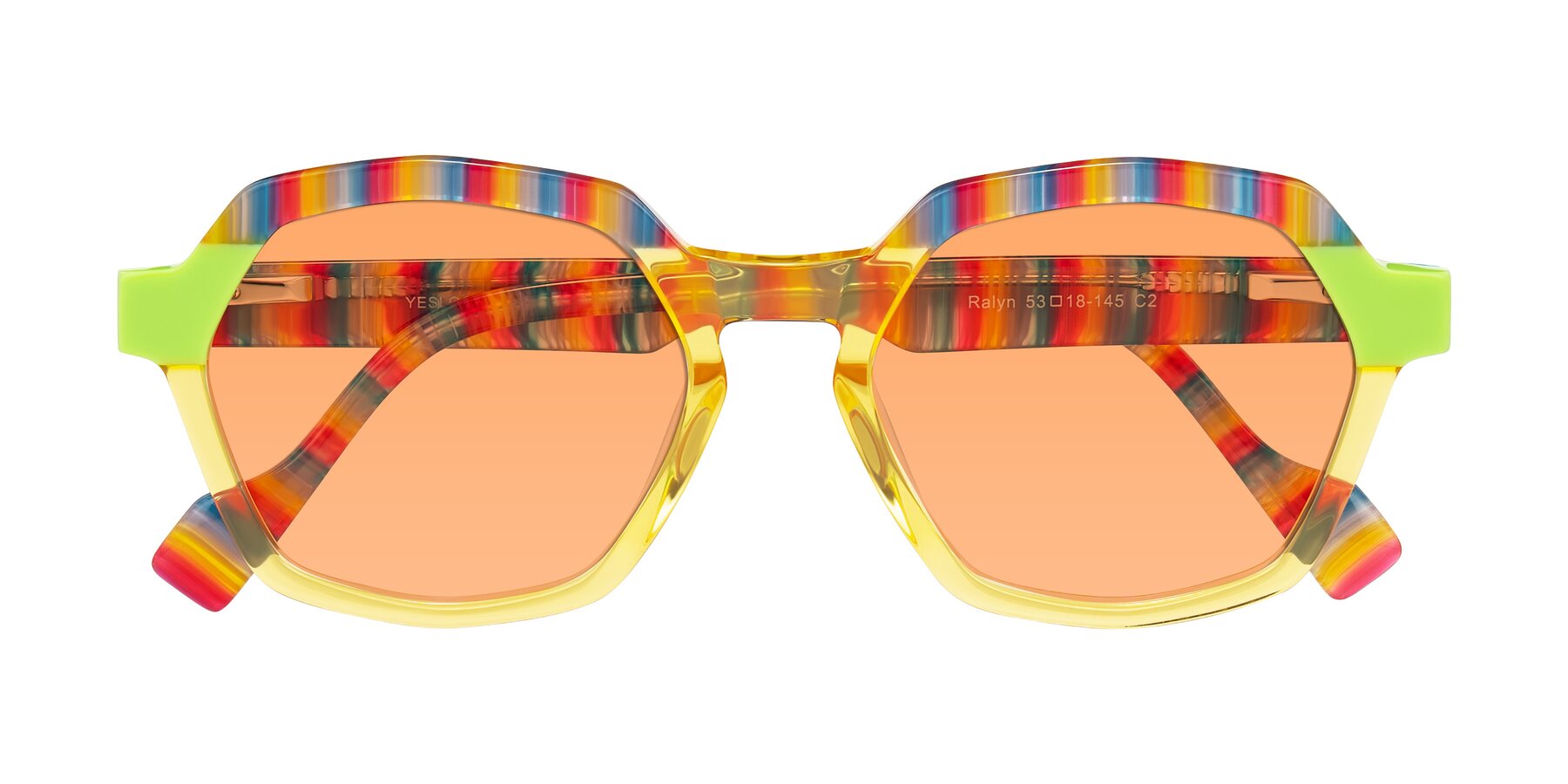Folded Front of Ralyn in Citrine Pop with Medium Orange Tinted Lenses