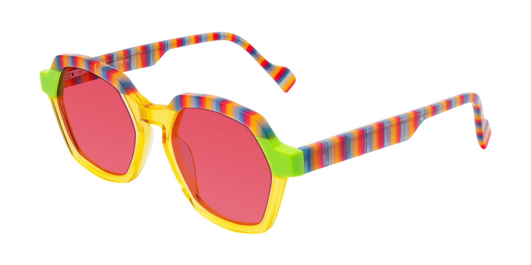 Angle of Ralyn in Citrine Pop with Red Tinted Lenses