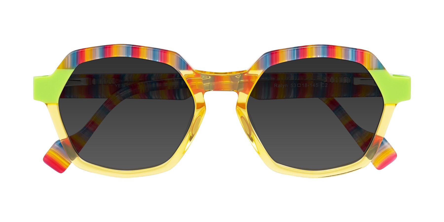 Folded Front of Ralyn in Citrine Pop with Gray Tinted Lenses