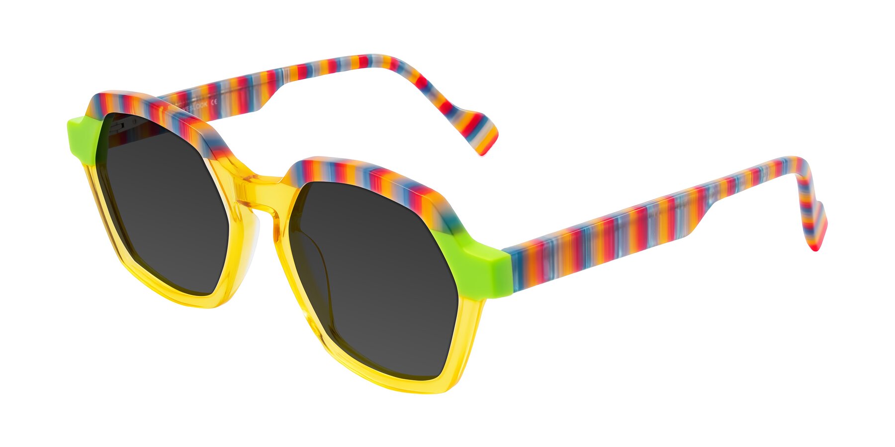 Angle of Ralyn in Citrine Pop with Gray Tinted Lenses