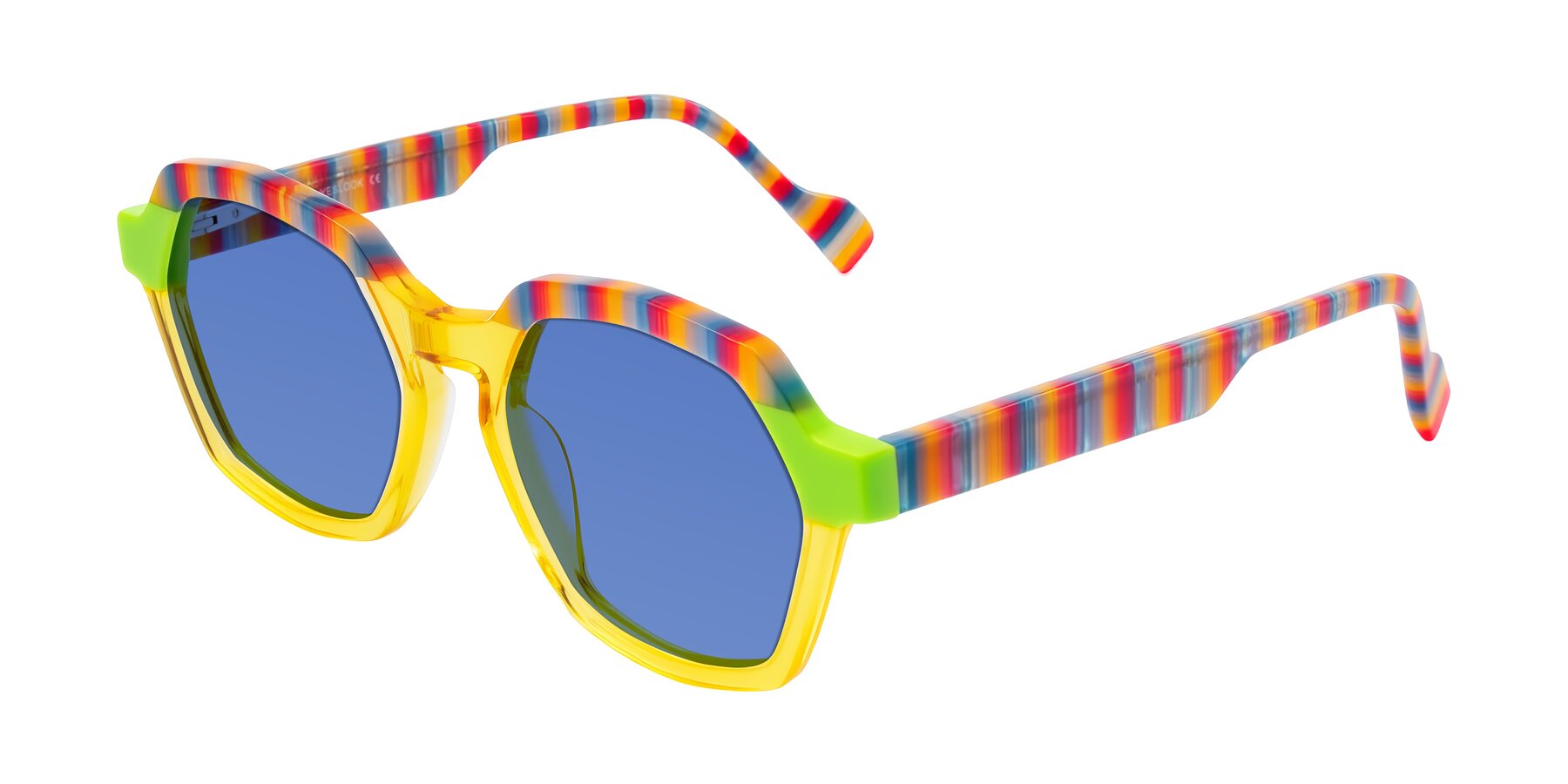 Angle of Ralyn in Citrine Pop with Blue Tinted Lenses