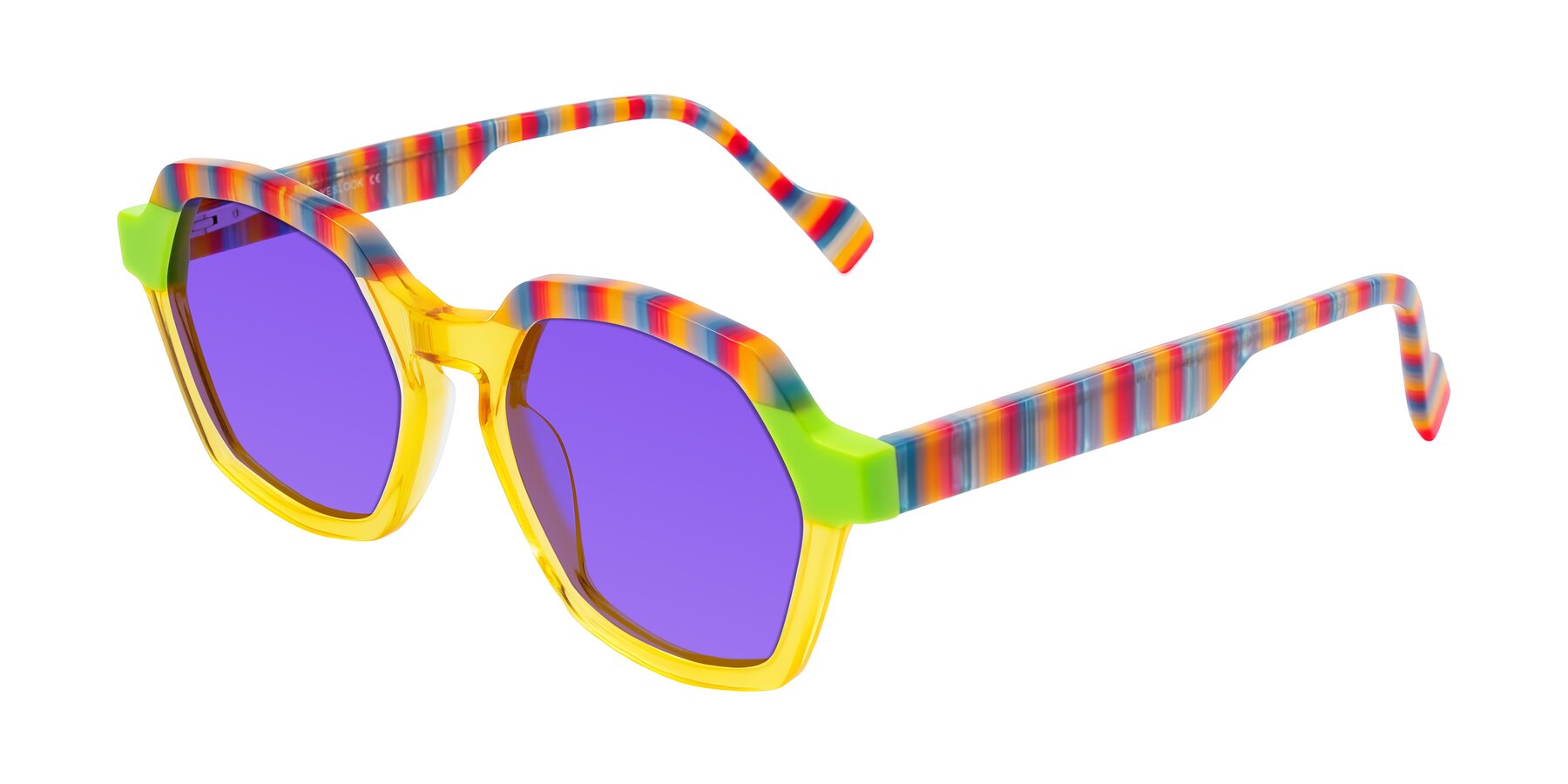 Angle of Ralyn in Citrine Pop with Purple Tinted Lenses