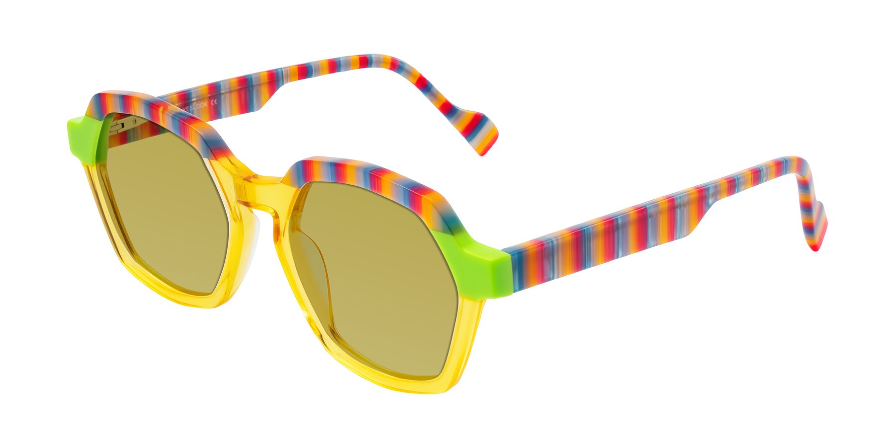 Angle of Ralyn in Citrine Pop with Champagne Tinted Lenses