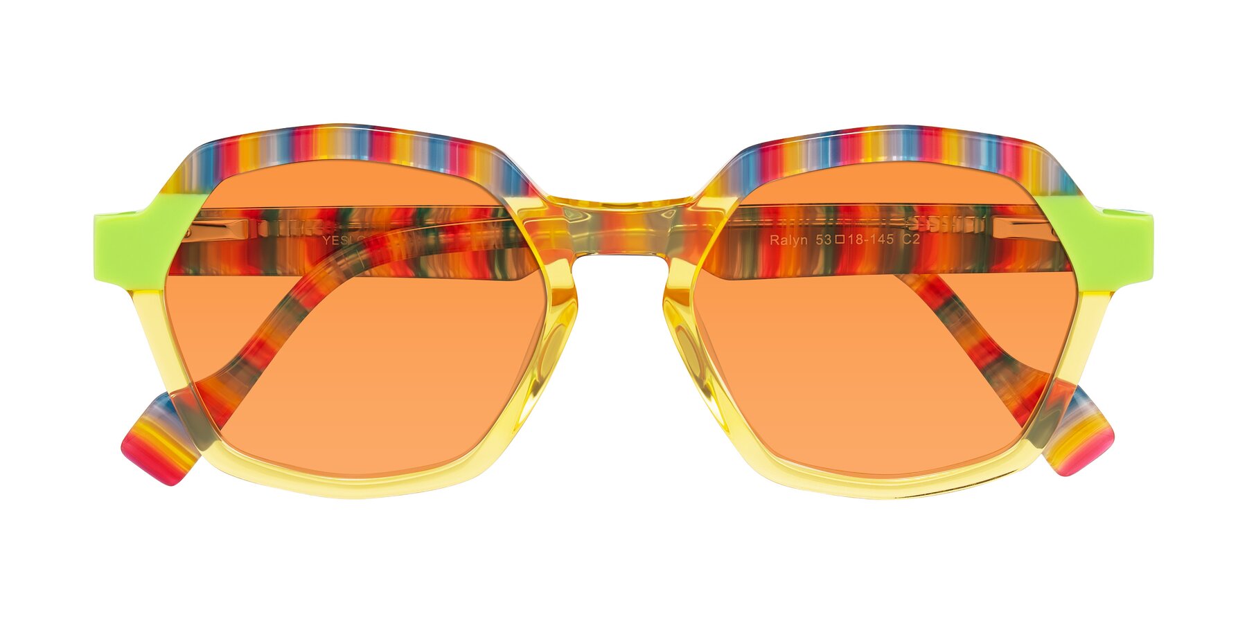 Folded Front of Ralyn in Citrine Pop with Orange Tinted Lenses