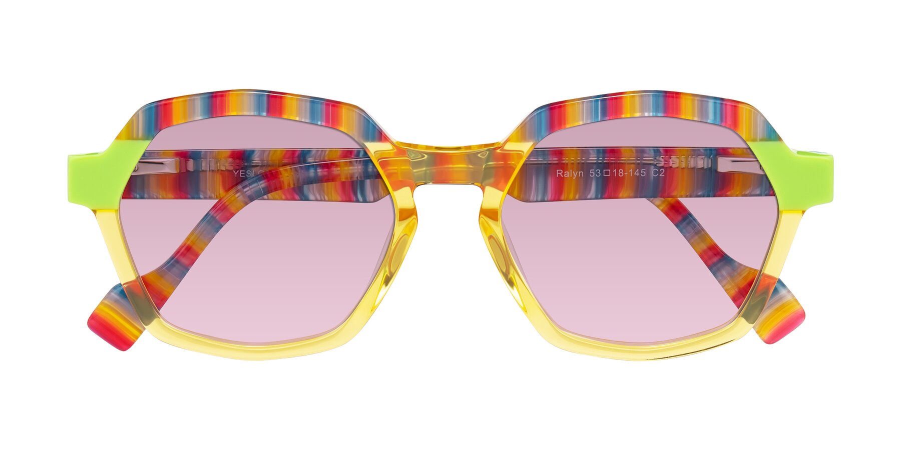 Folded Front of Ralyn in Citrine Pop with Light Wine Tinted Lenses