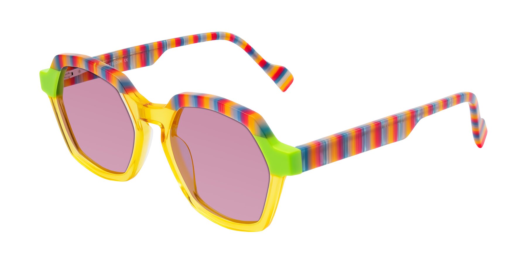 Angle of Ralyn in Citrine Pop with Medium Wine Tinted Lenses