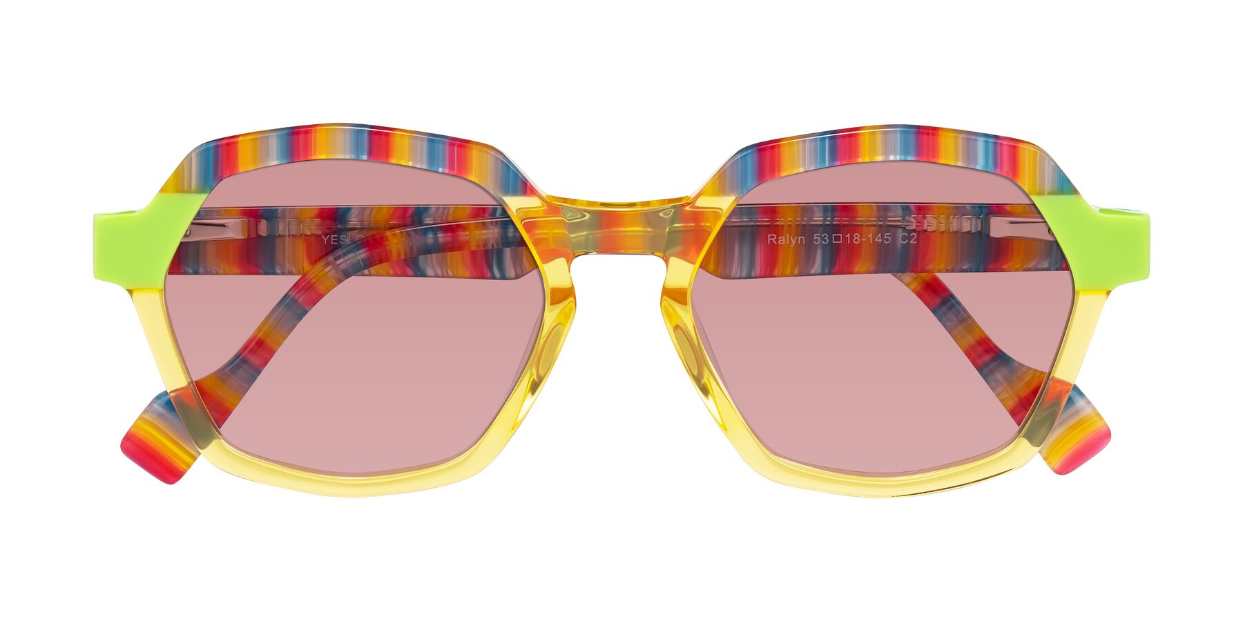 Folded Front of Ralyn in Citrine Pop with Medium Garnet Tinted Lenses