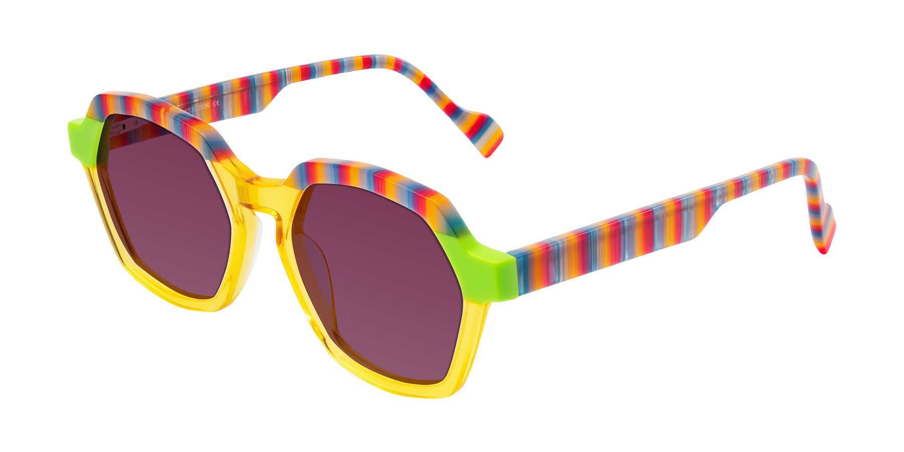 Angle of Ralyn in Citrine Pop with Wine Tinted Lenses