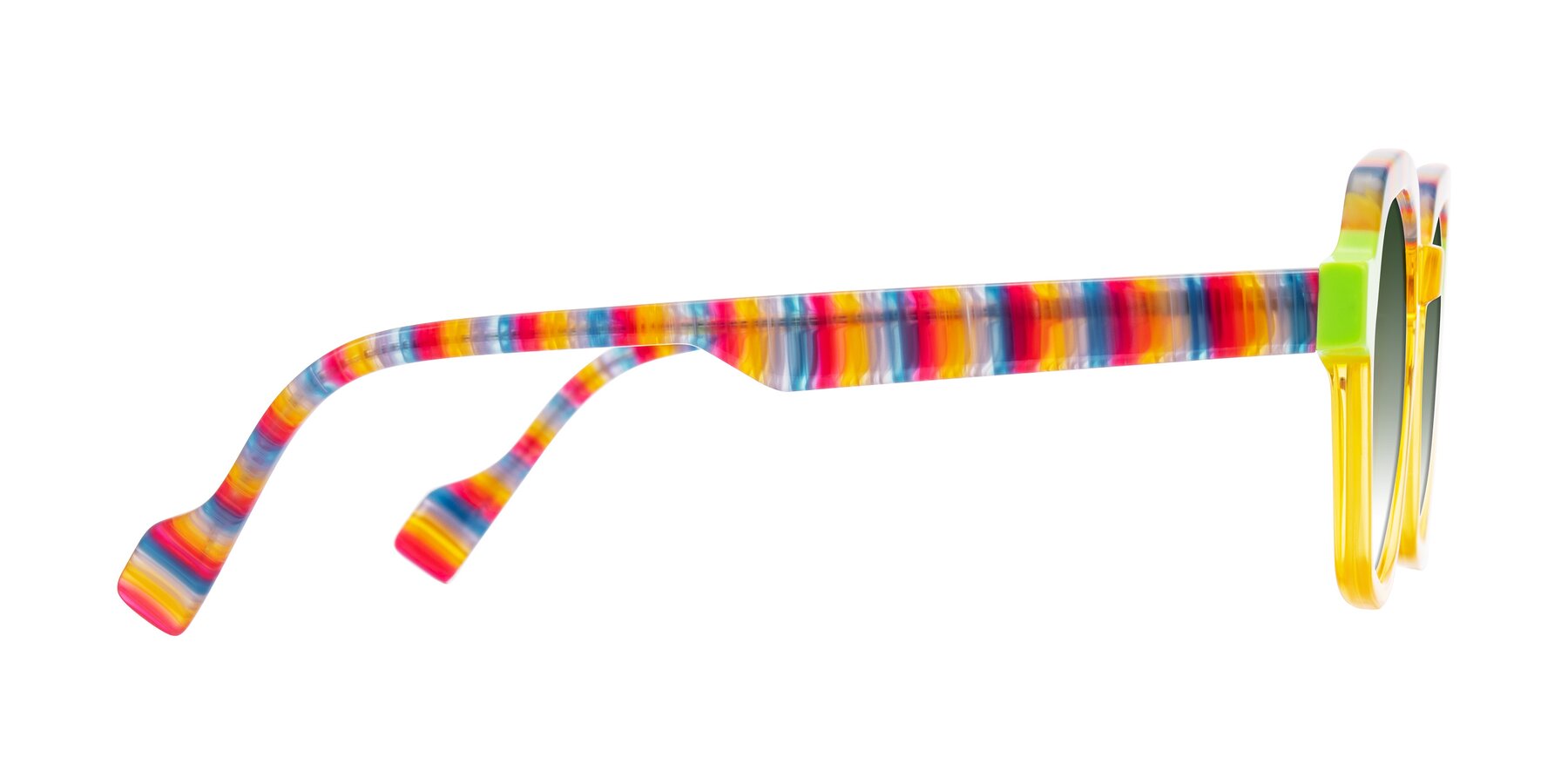 Side of Ralyn in Citrine Pop with Green Gradient Lenses