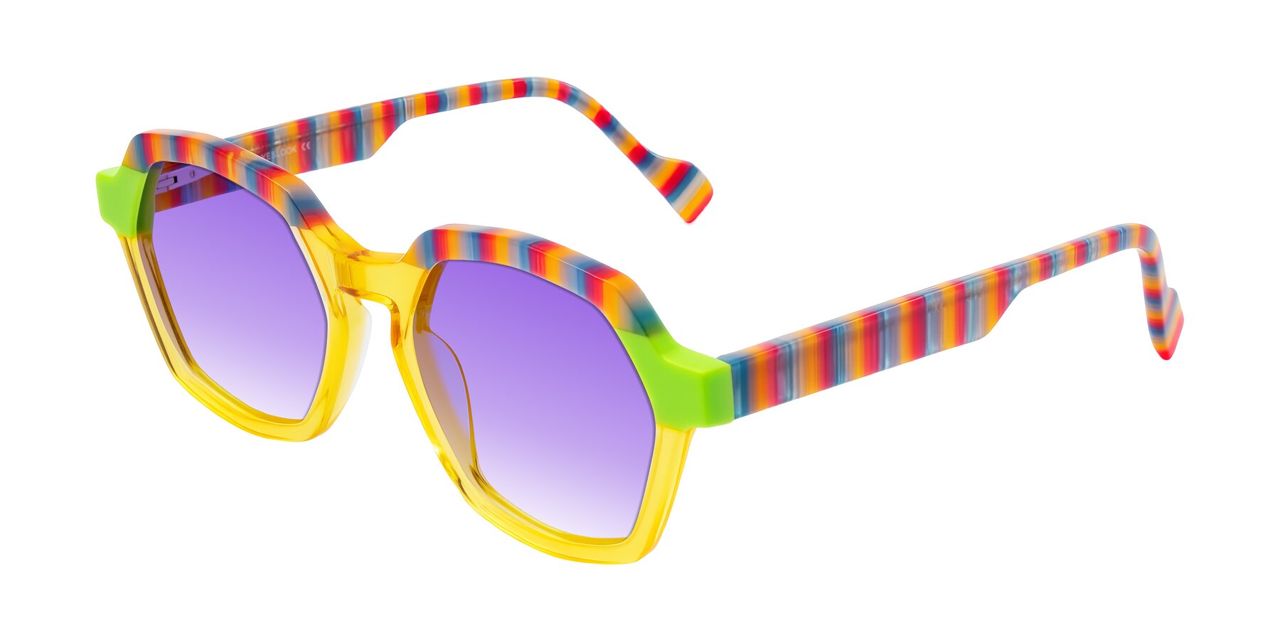 Angle of Ralyn in Citrine Pop with Purple Gradient Lenses