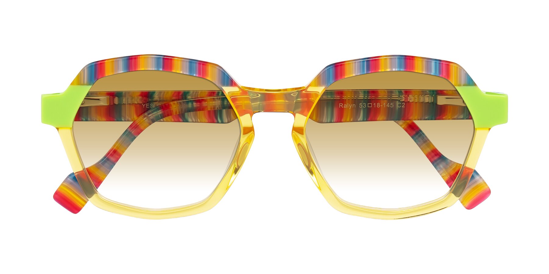 Folded Front of Ralyn in Citrine Pop with Champagne Gradient Lenses