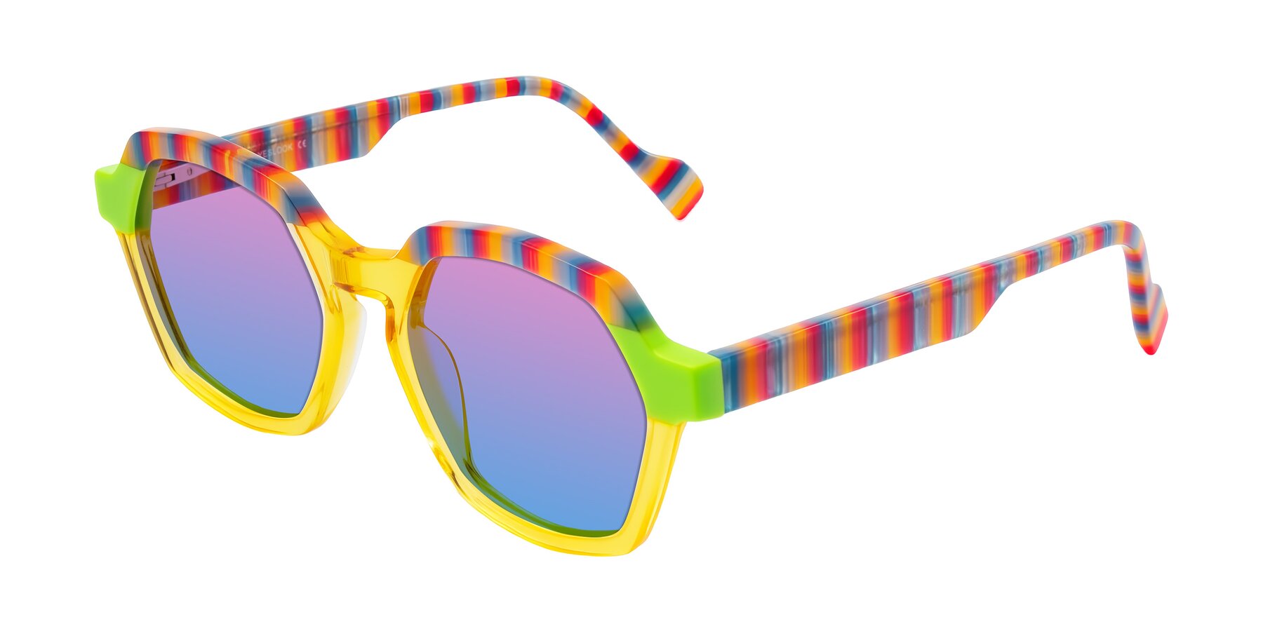 Angle of Ralyn in Citrine Pop with Pink / Blue Gradient Lenses