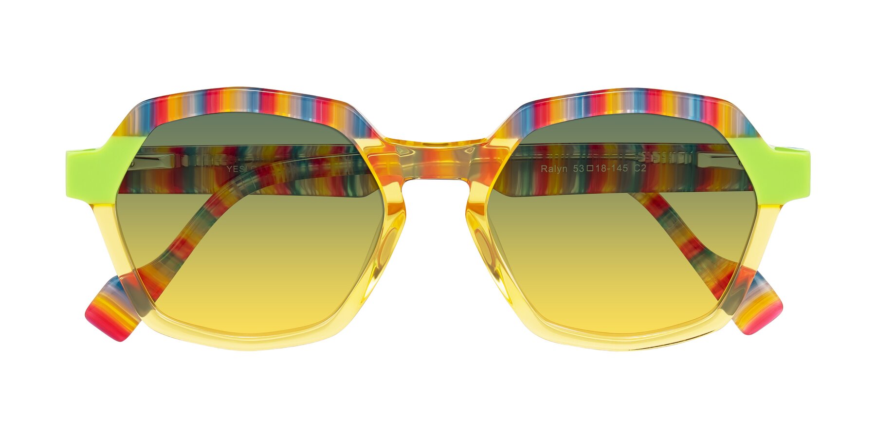 Folded Front of Ralyn in Citrine Pop with Green / Yellow Gradient Lenses
