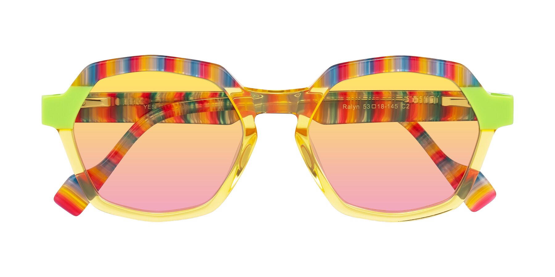 Folded Front of Ralyn in Citrine Pop with Yellow / Pink Gradient Lenses