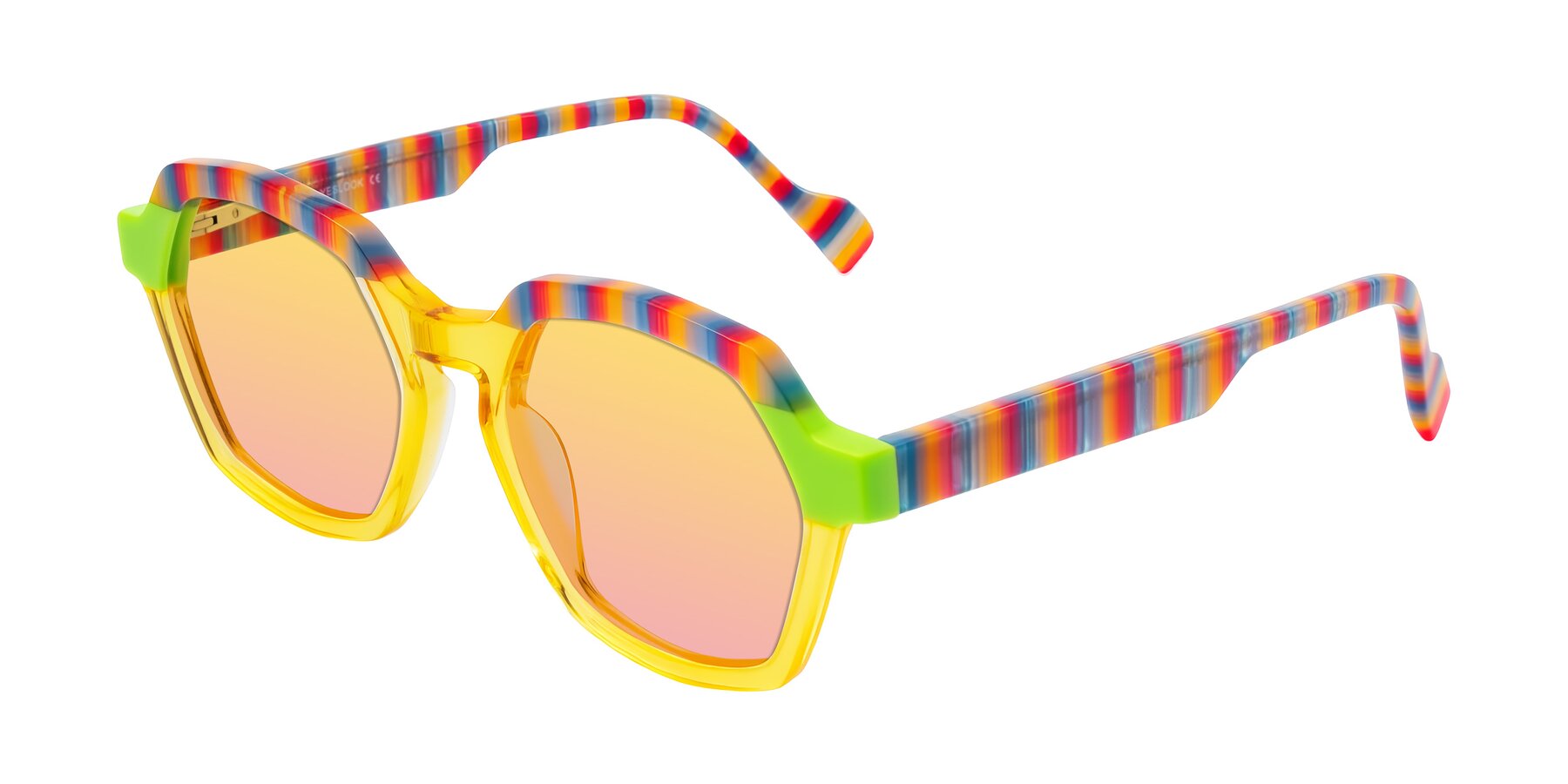 Angle of Ralyn in Citrine Pop with Yellow / Pink Gradient Lenses