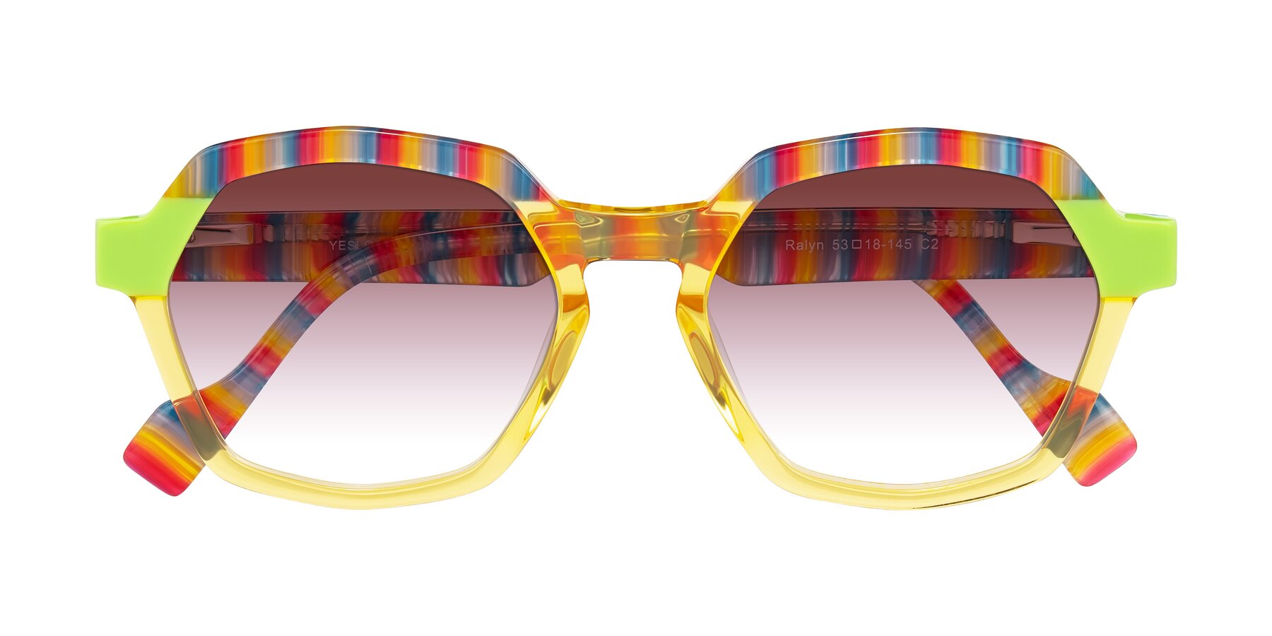 Folded Front of Ralyn in Citrine Pop with Garnet Gradient Lenses