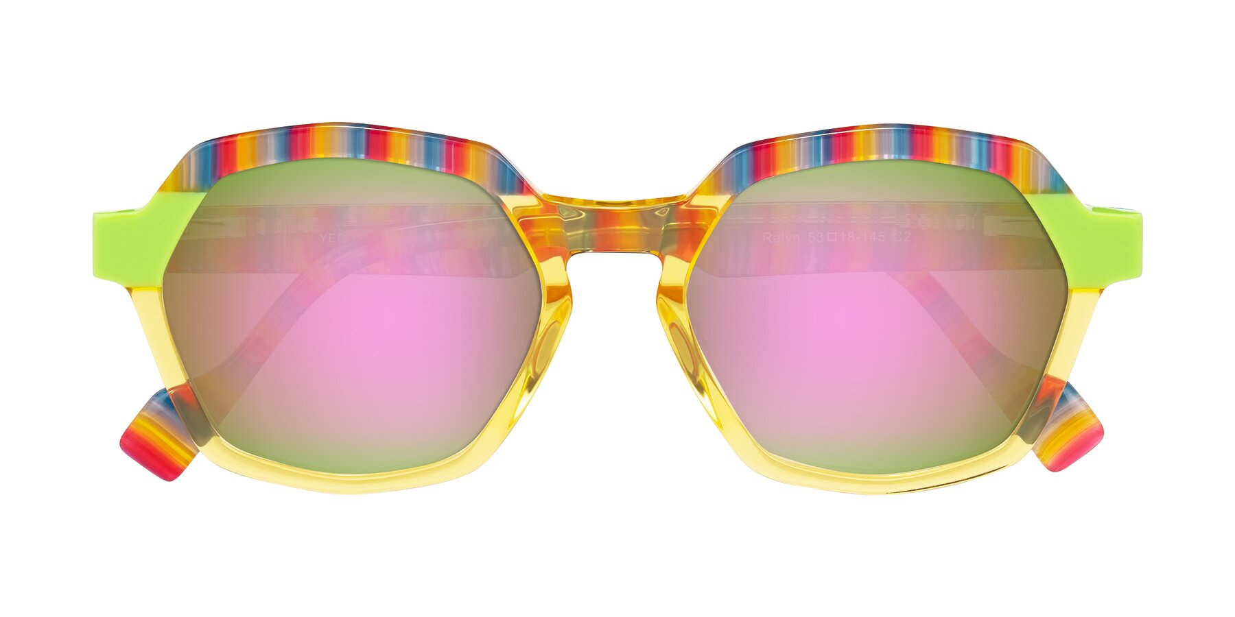 Folded Front of Ralyn in Citrine Pop with Pink Mirrored Lenses