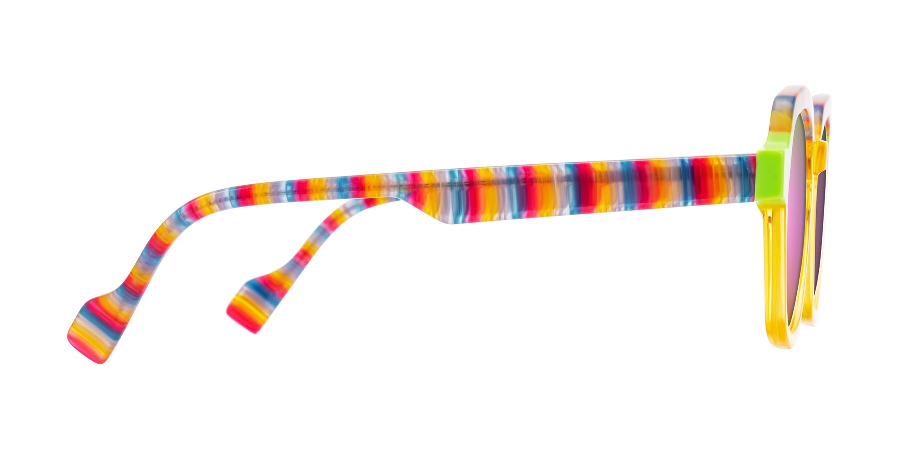 Side of Ralyn in Citrine Pop with Pink Mirrored Lenses