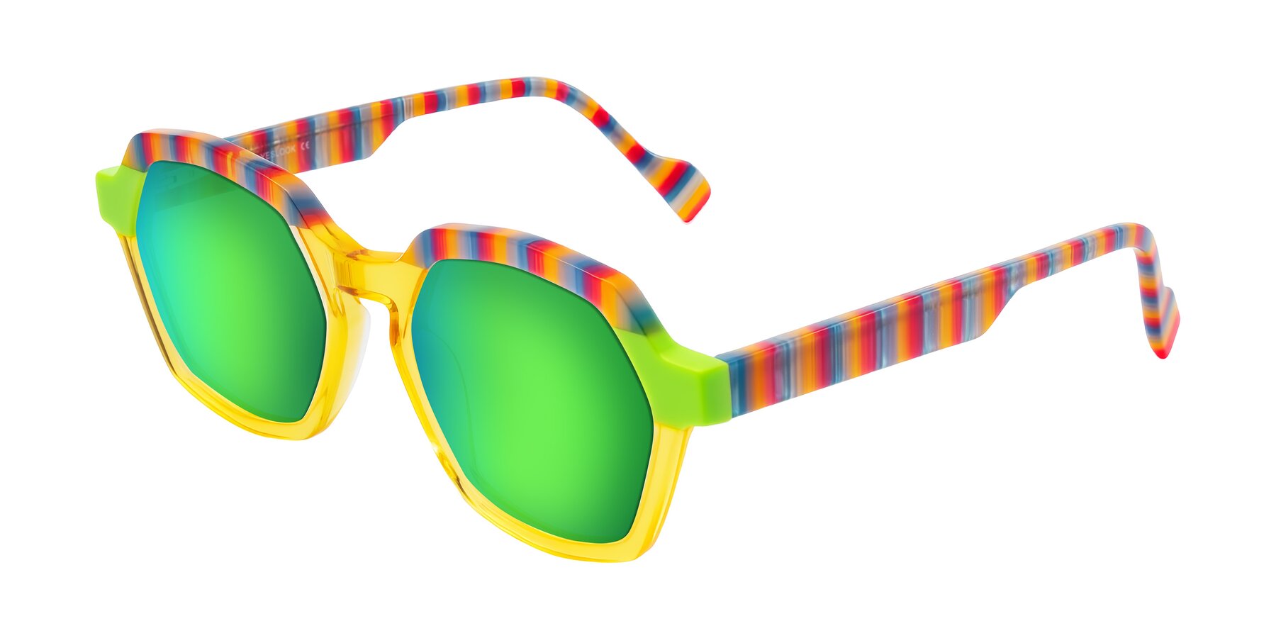Angle of Ralyn in Citrine Pop with Green Mirrored Lenses