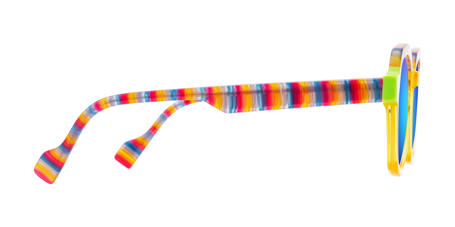 Side of Ralyn in Citrine Pop with Blue Mirrored Lenses
