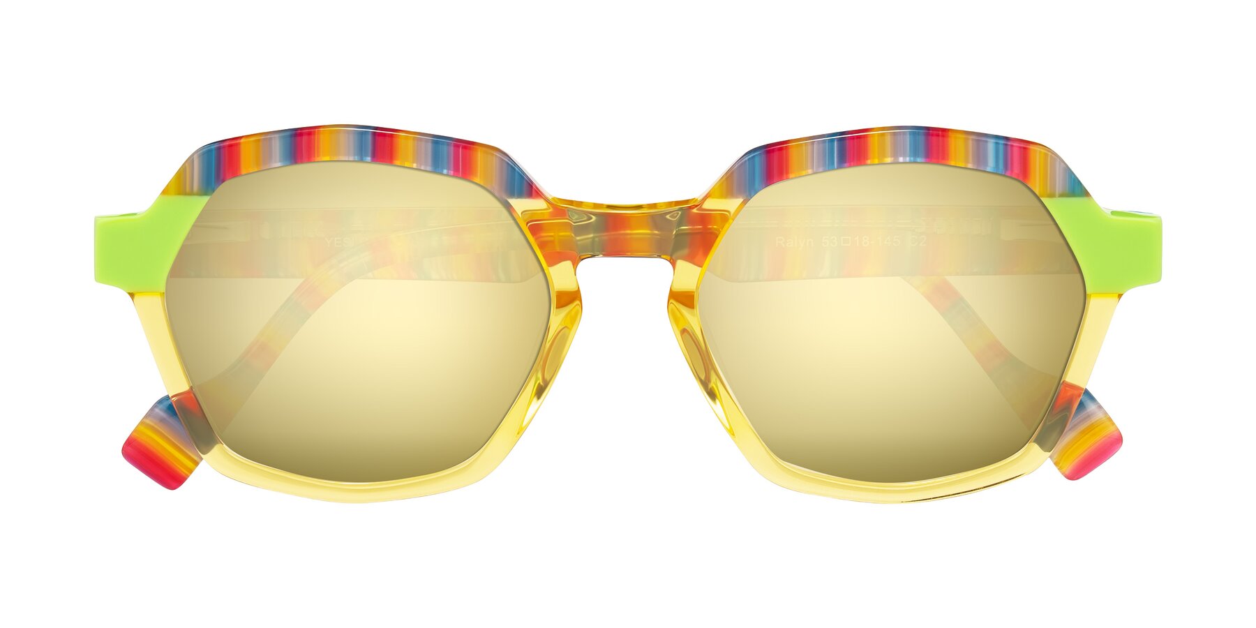 Folded Front of Ralyn in Citrine Pop with Gold Mirrored Lenses