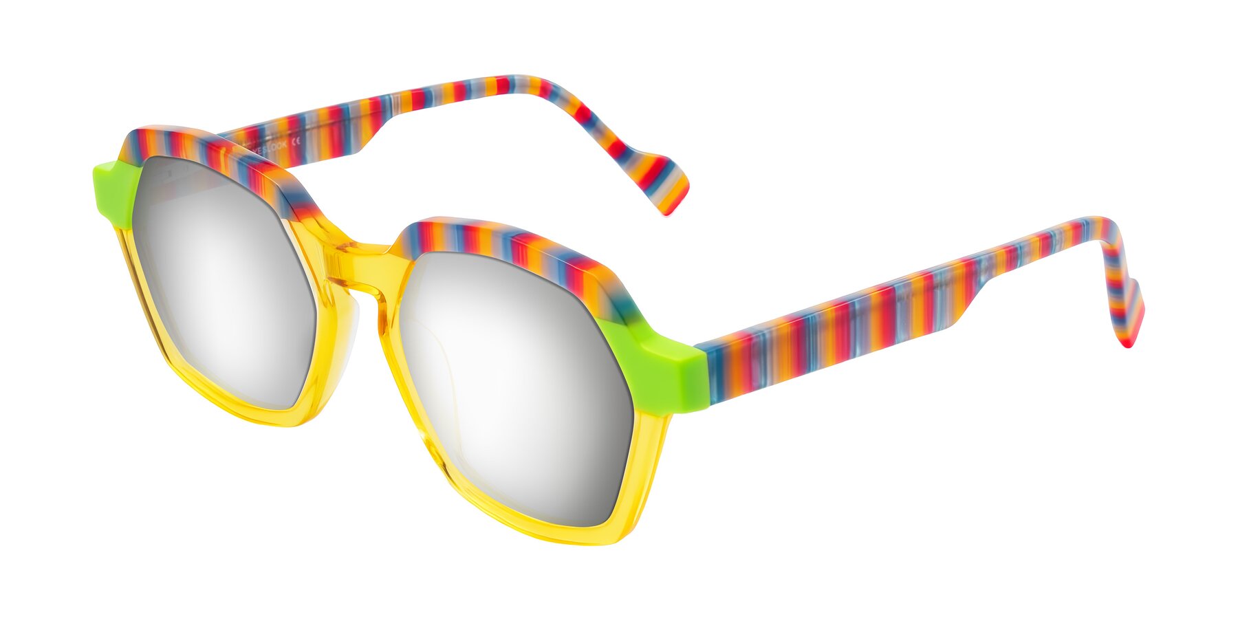 Angle of Ralyn in Citrine Pop with Silver Mirrored Lenses