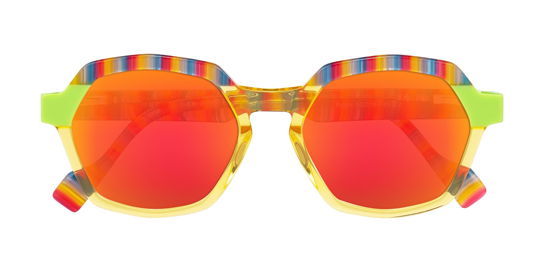 Folded Front of Ralyn in Citrine Pop with Red Gold Mirrored Lenses