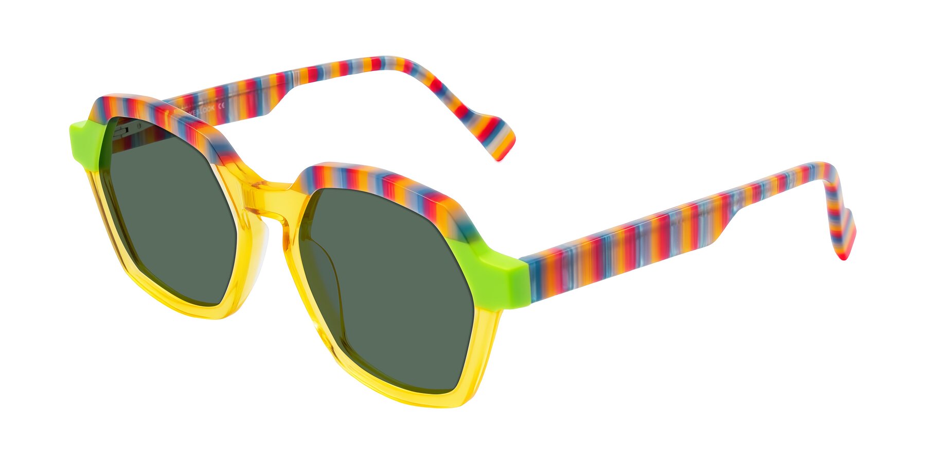 Angle of Ralyn in Citrine Pop with Green Polarized Lenses