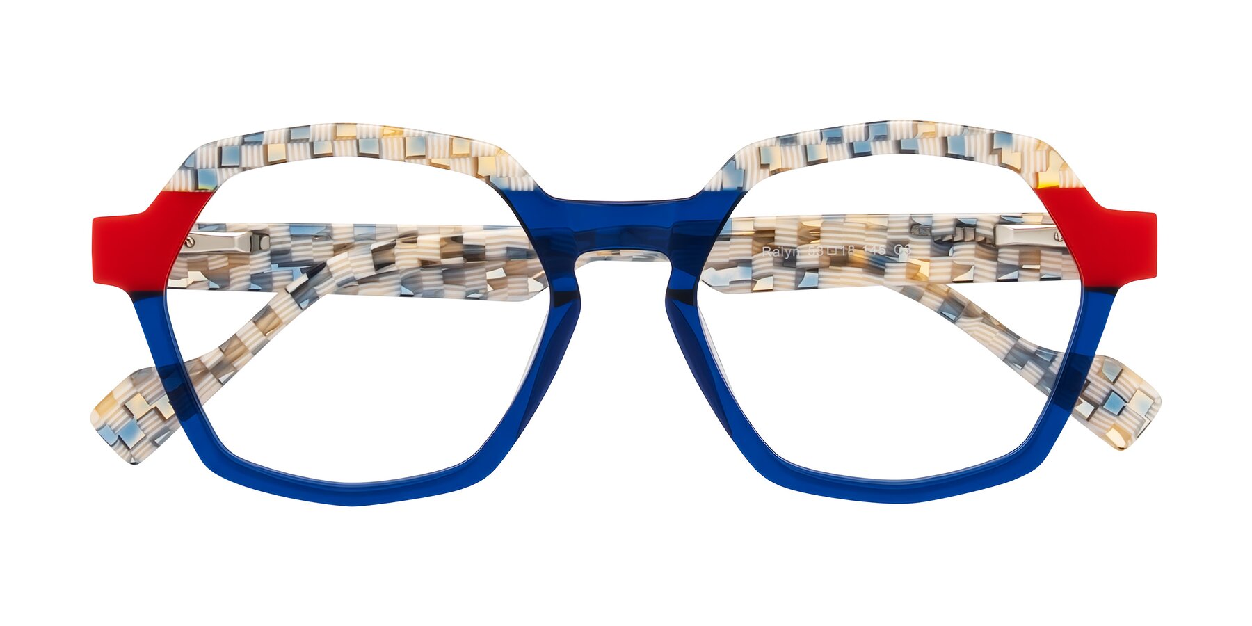 Folded Front of Ralyn in Studio Blue with Clear Eyeglass Lenses