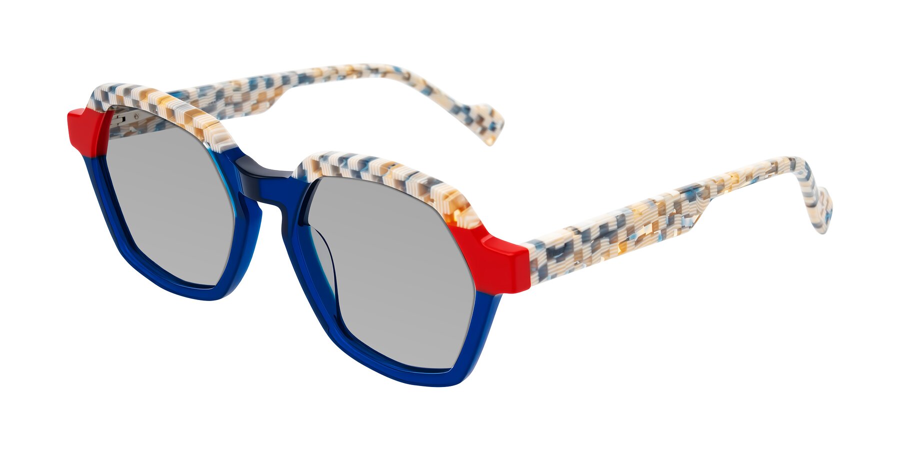 Angle of Ralyn in Studio Blue with Light Gray Tinted Lenses