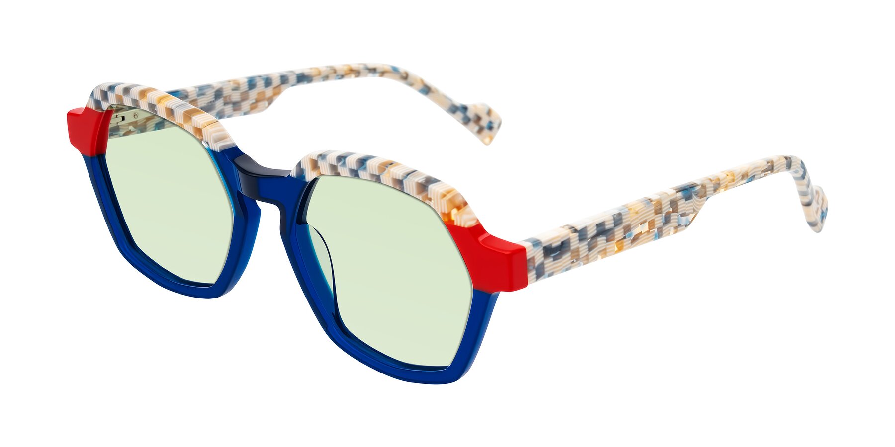 Angle of Ralyn in Studio Blue with Light Green Tinted Lenses