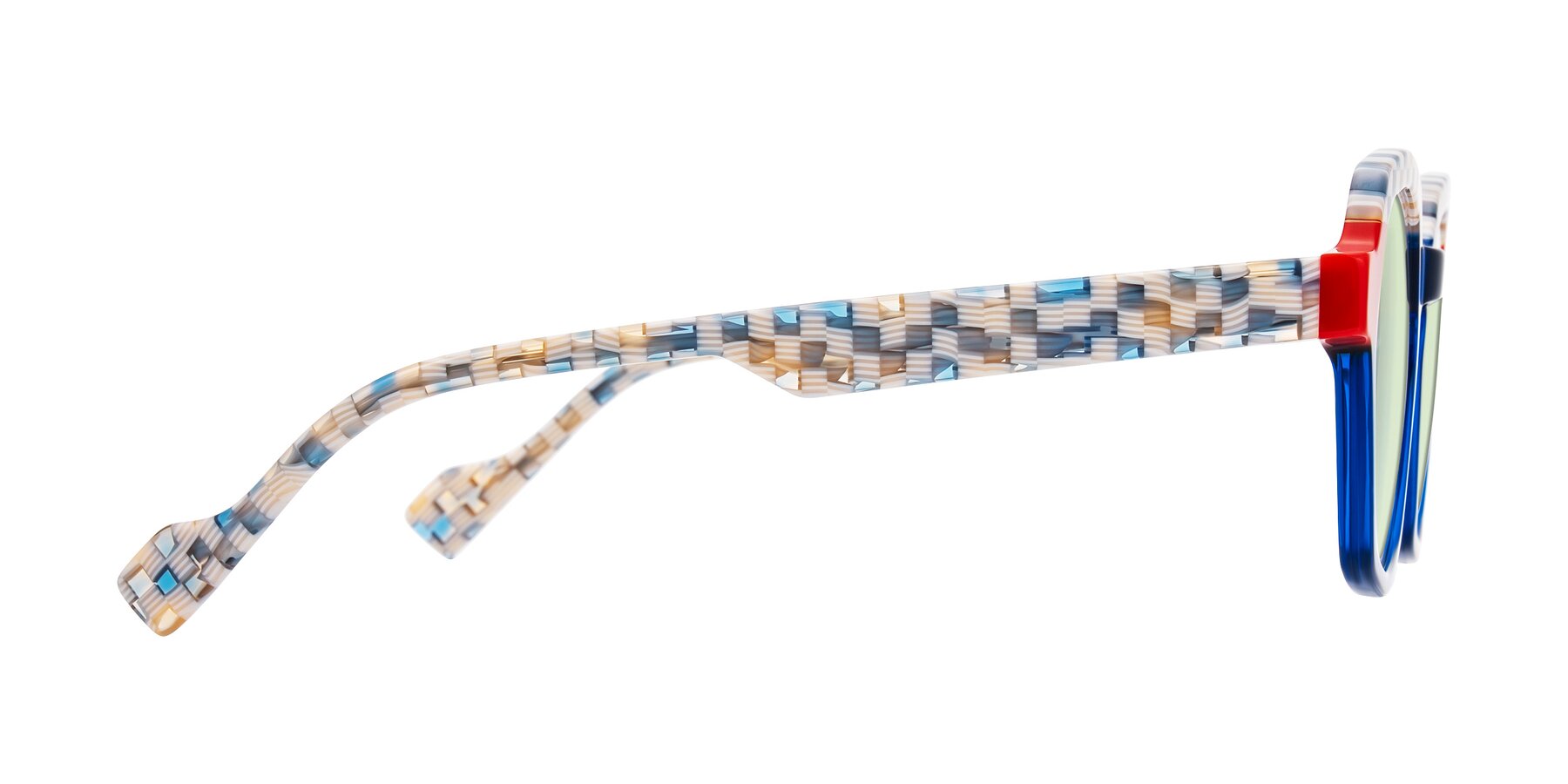 Side of Ralyn in Studio Blue with Light Green Tinted Lenses