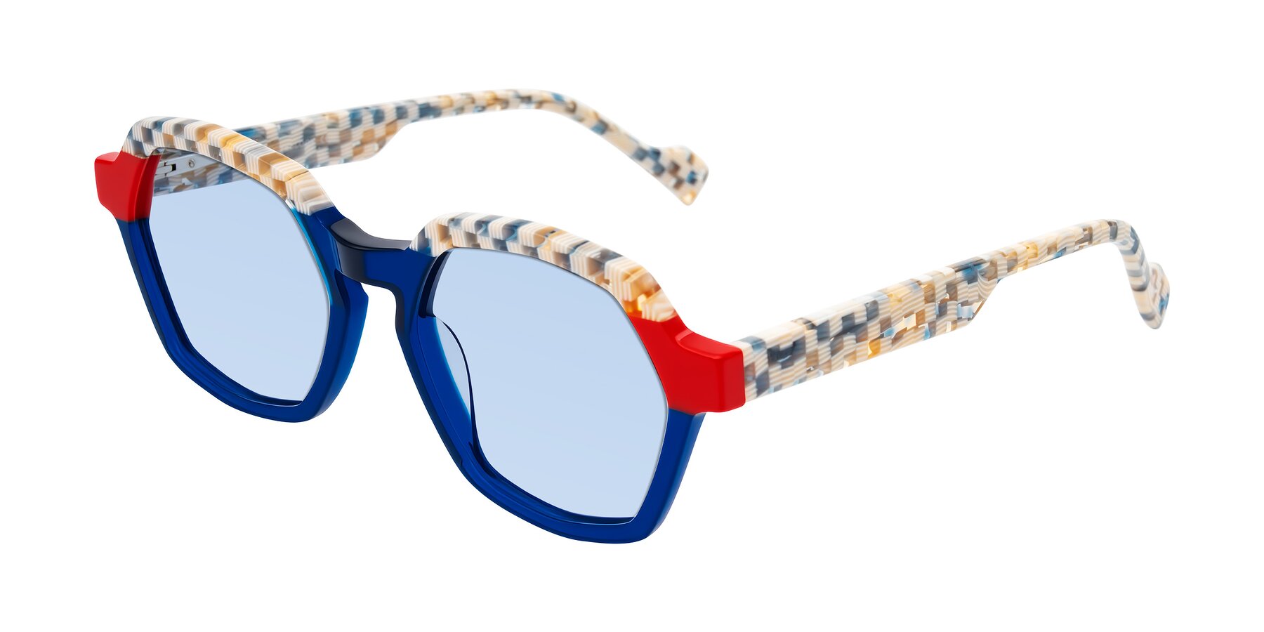 Angle of Ralyn in Studio Blue with Light Blue Tinted Lenses