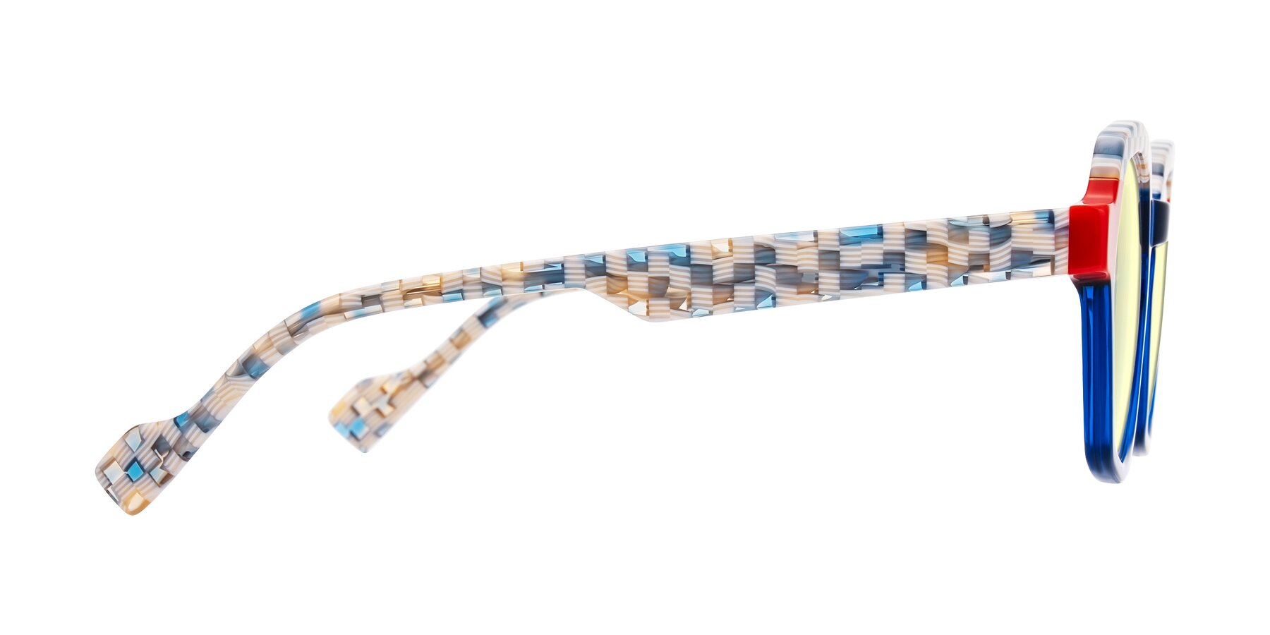 Side of Ralyn in Studio Blue with Light Yellow Tinted Lenses