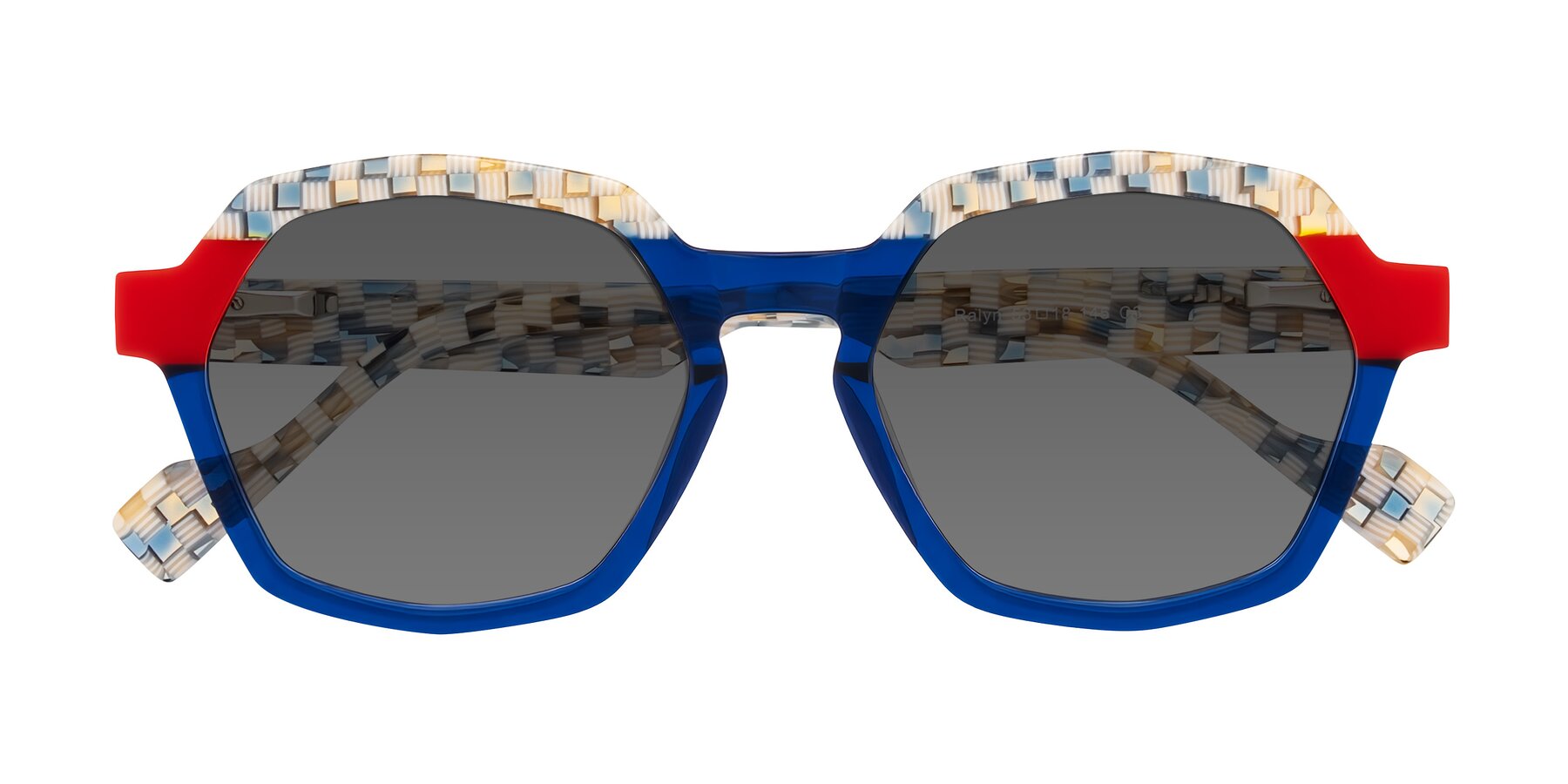 Folded Front of Ralyn in Studio Blue with Medium Gray Tinted Lenses