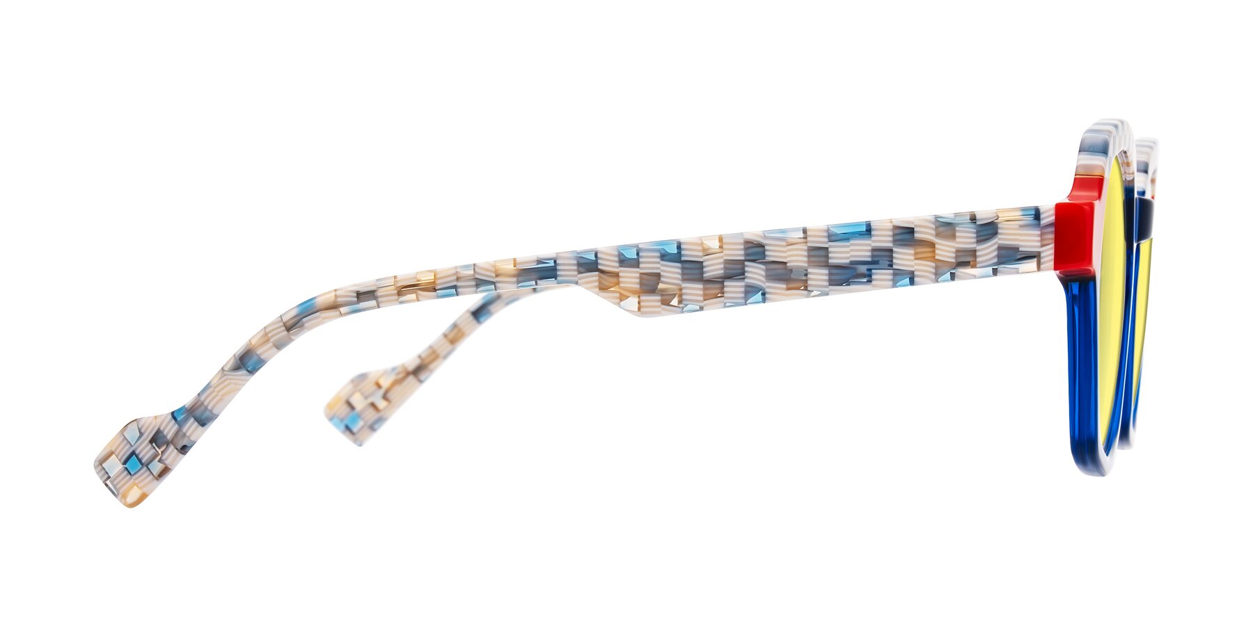 Side of Ralyn in Studio Blue with Medium Yellow Tinted Lenses