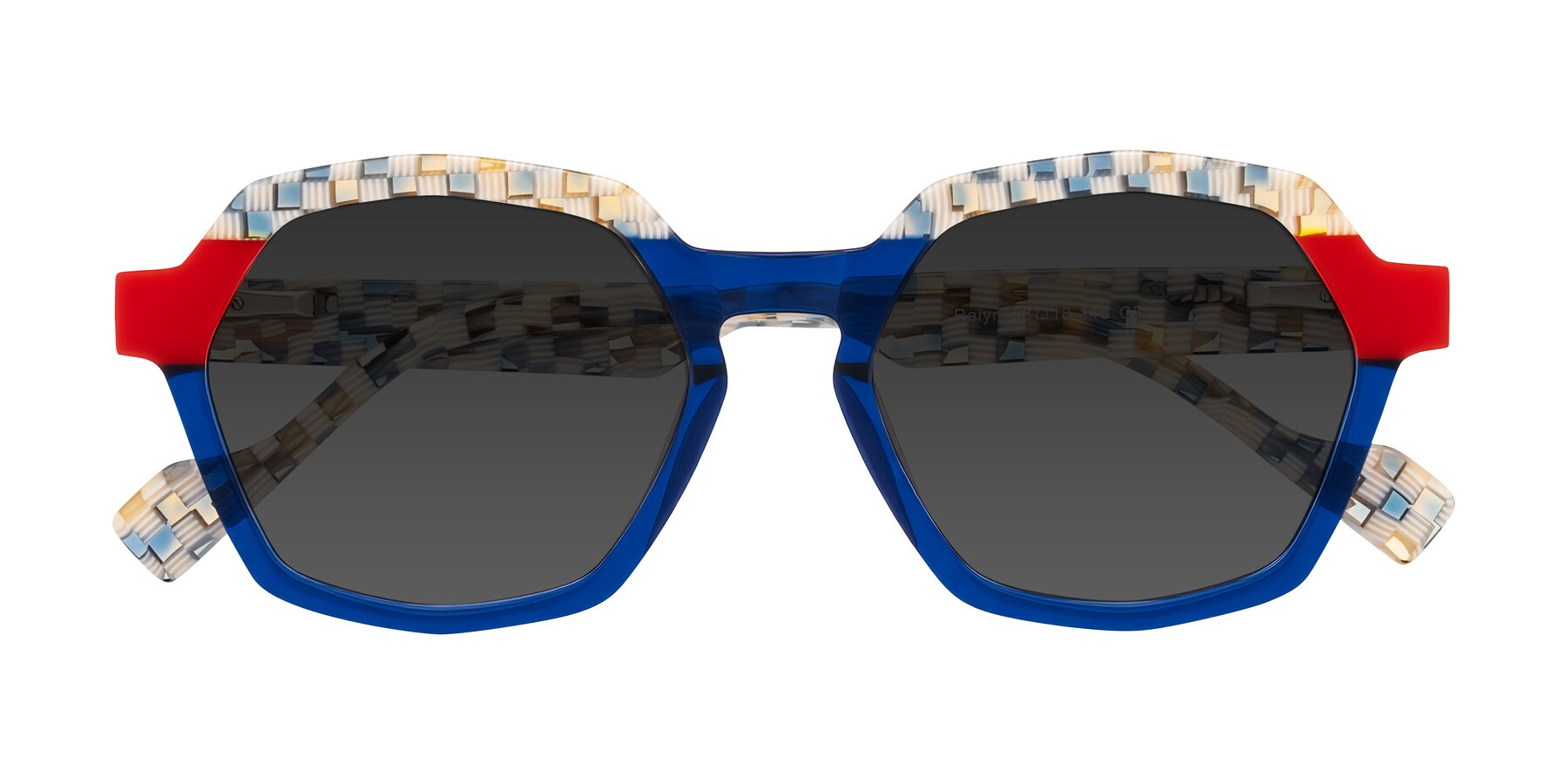 Folded Front of Ralyn in Studio Blue with Gray Tinted Lenses