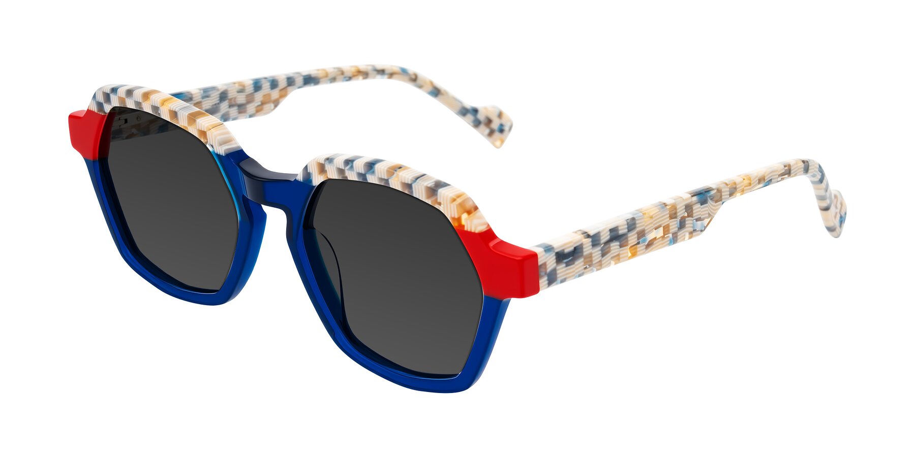 Angle of Ralyn in Studio Blue with Gray Tinted Lenses
