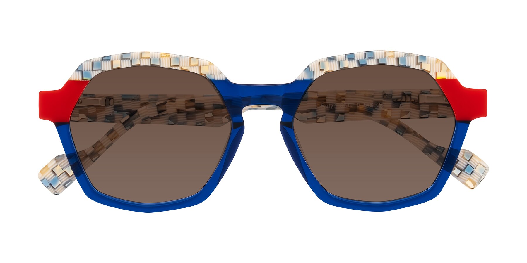 Folded Front of Ralyn in Studio Blue with Brown Tinted Lenses