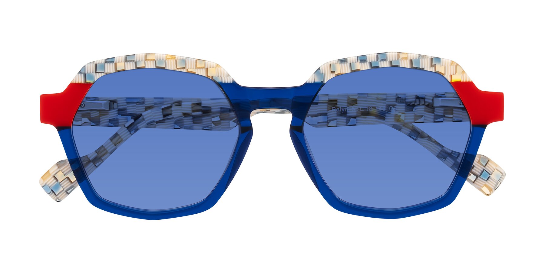Folded Front of Ralyn in Studio Blue with Blue Tinted Lenses