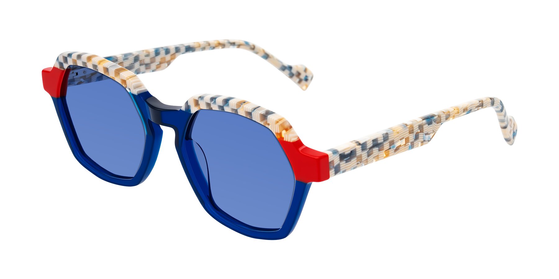 Angle of Ralyn in Studio Blue with Blue Tinted Lenses