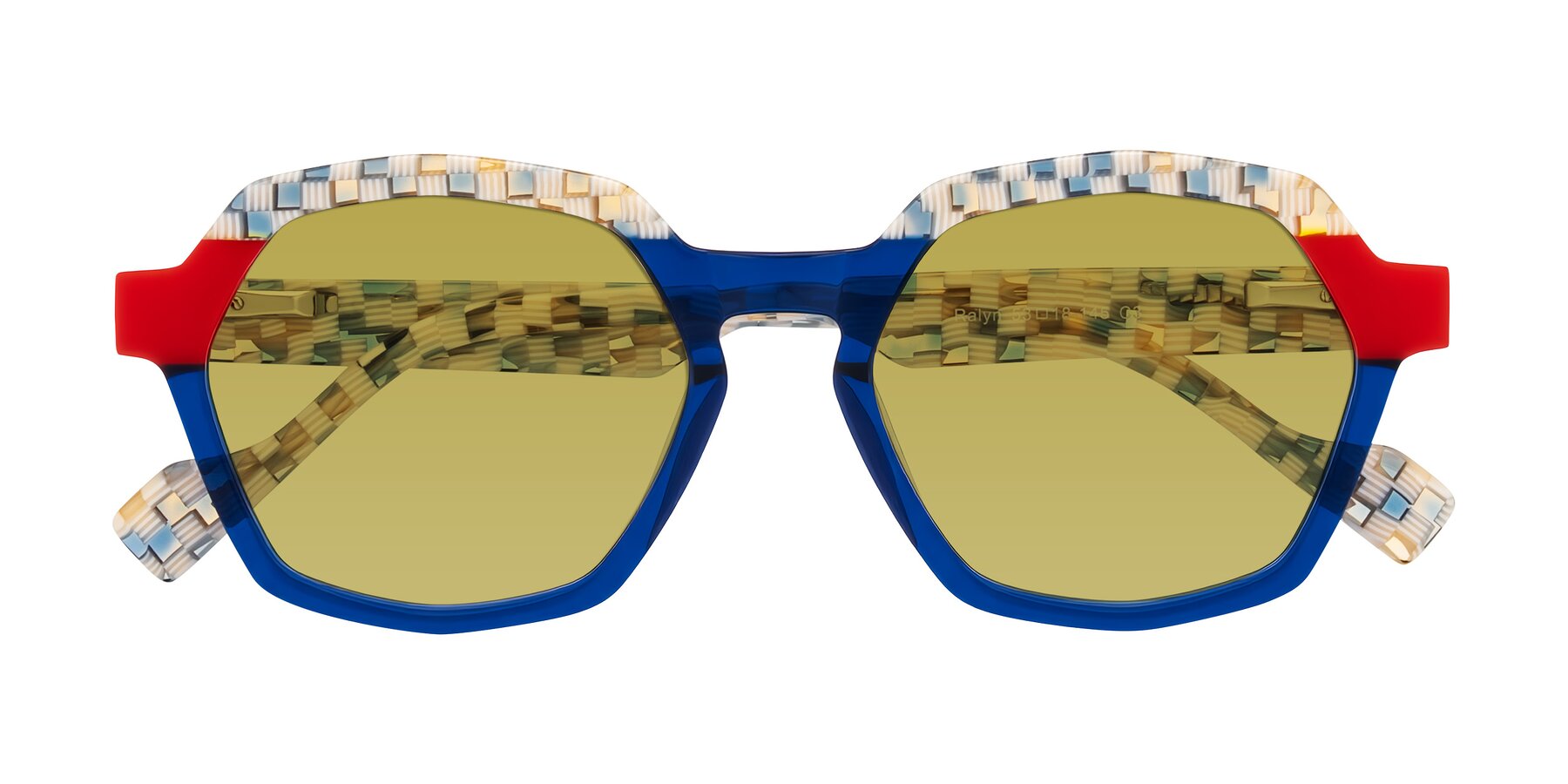 Folded Front of Ralyn in Studio Blue with Champagne Tinted Lenses