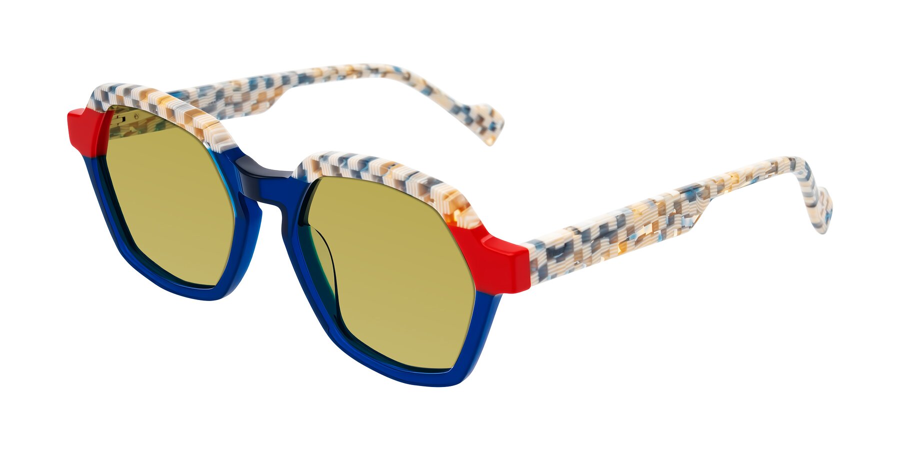 Angle of Ralyn in Studio Blue with Champagne Tinted Lenses