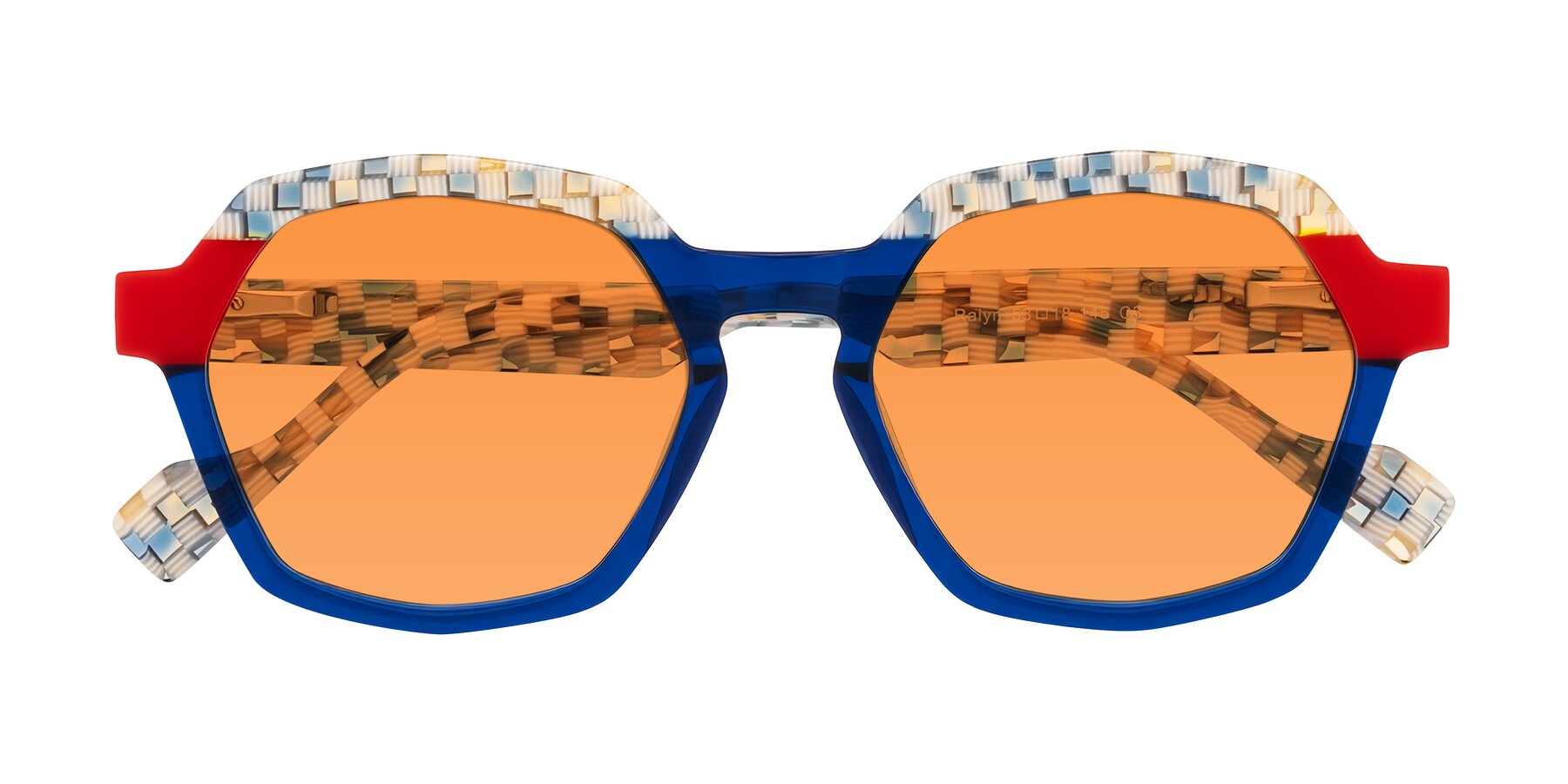 Folded Front of Ralyn in Studio Blue with Orange Tinted Lenses