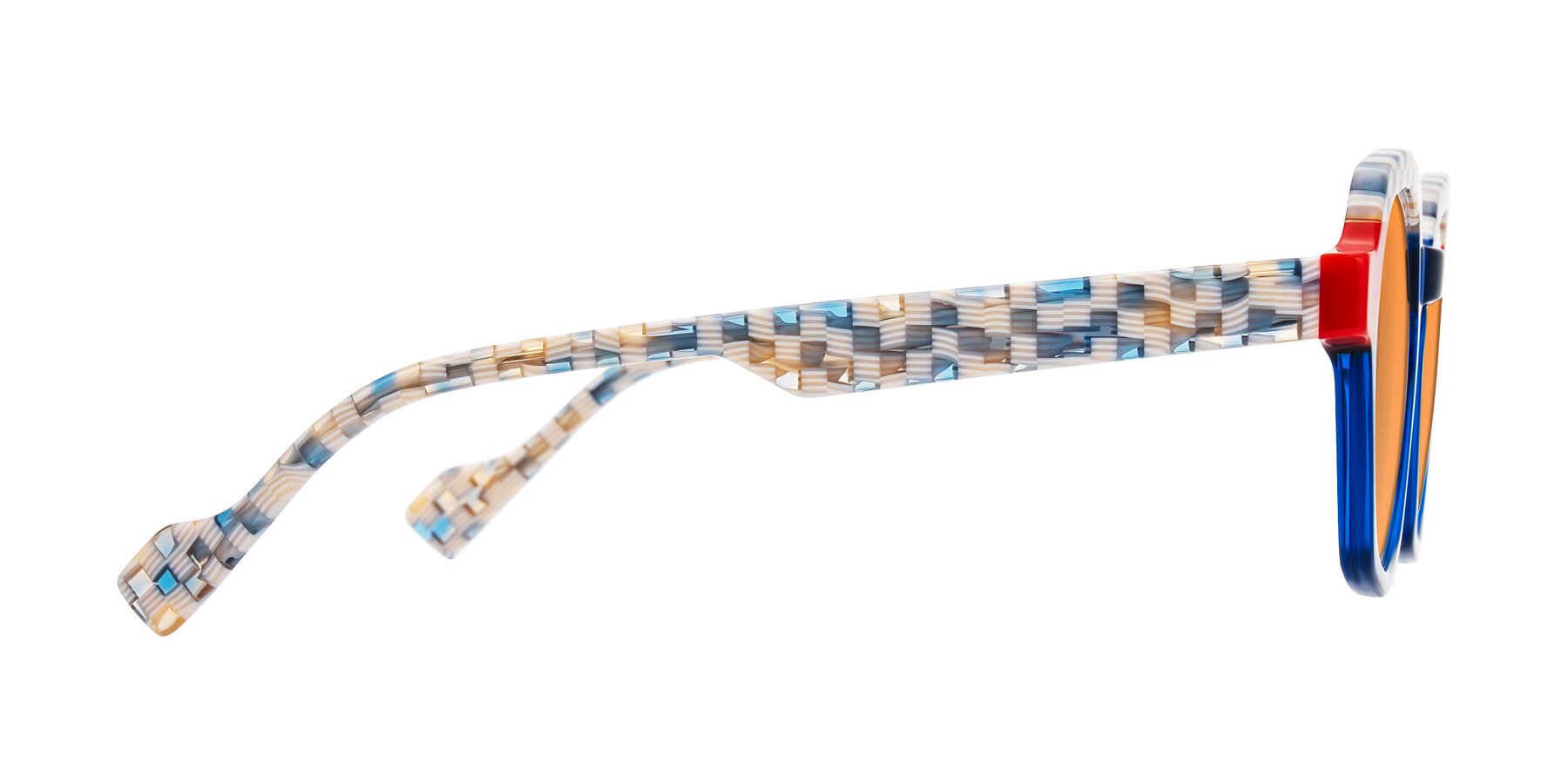Side of Ralyn in Studio Blue with Orange Tinted Lenses