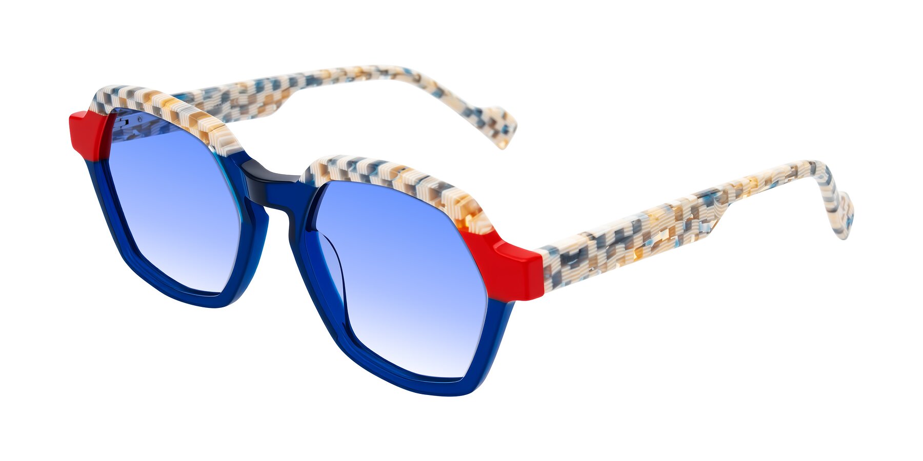 Angle of Ralyn in Studio Blue with Blue Gradient Lenses