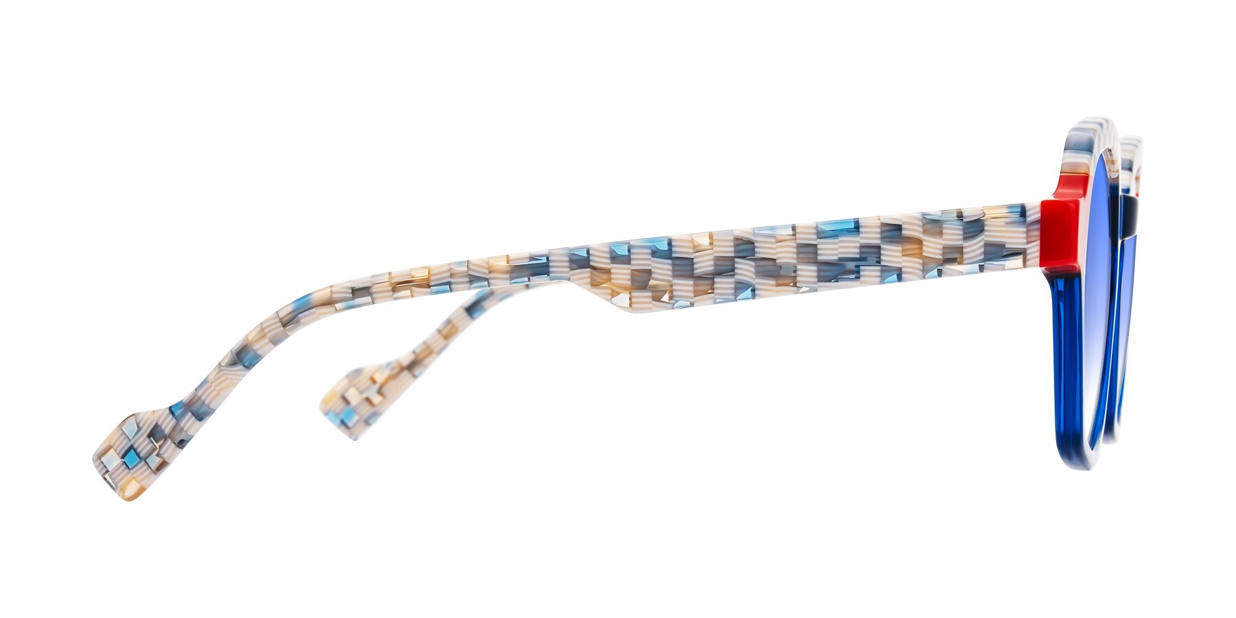 Side of Ralyn in Studio Blue with Blue Gradient Lenses