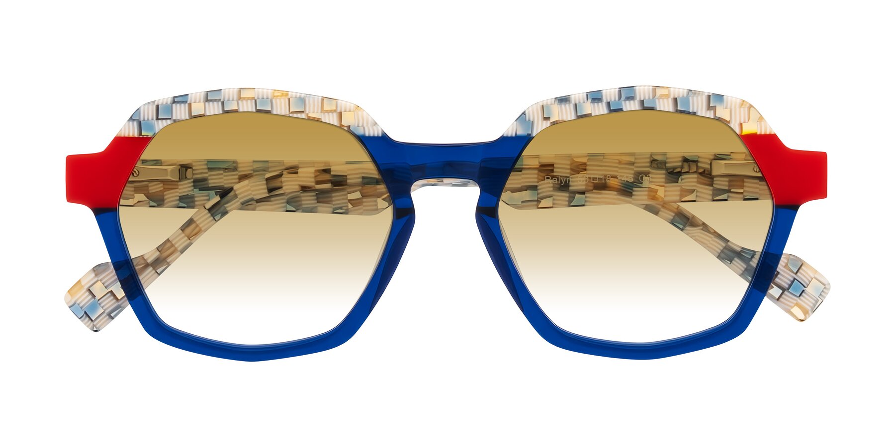 Folded Front of Ralyn in Studio Blue with Champagne Gradient Lenses