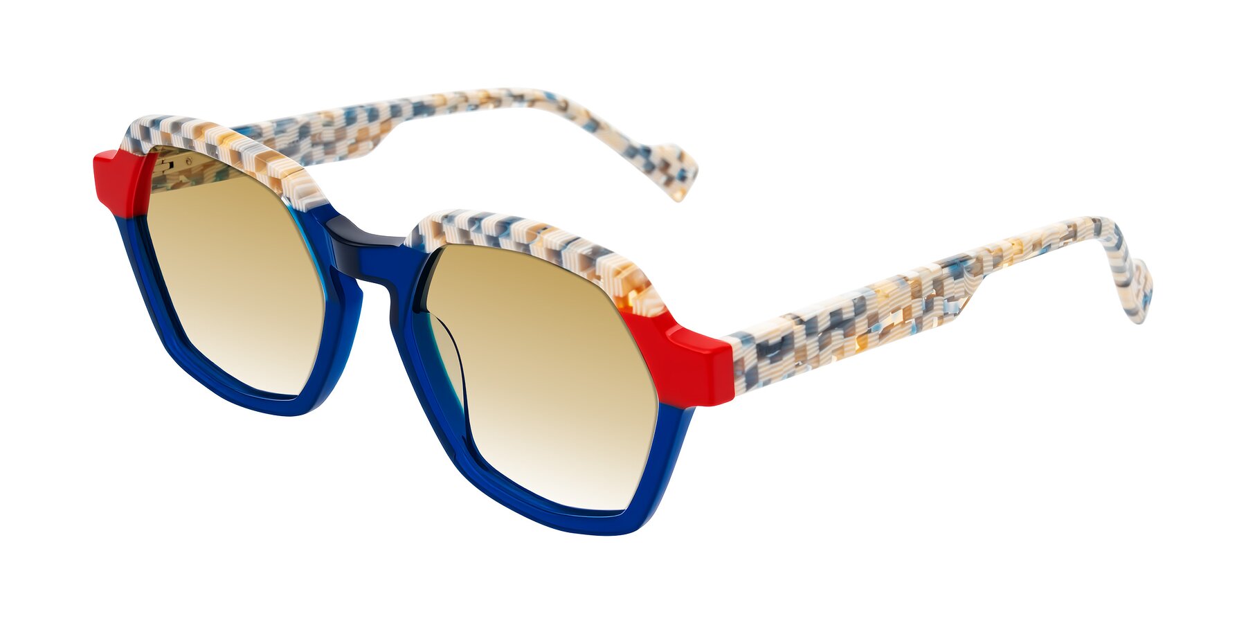 Angle of Ralyn in Studio Blue with Champagne Gradient Lenses